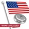 G128 American USA Deluxe Desk Flag Set | 8.5x5.5 In | Printed 300D Polyester, with Silver Dome and Base, 15" Metal Pole, Decorations For Office, Home and Festival Events Celebration